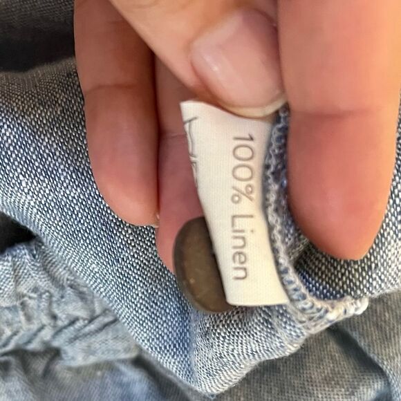 MagicLinen Tapered Leg Button Fly Linen Pants in Blue Melange S NWOT - Picture 10 of 12